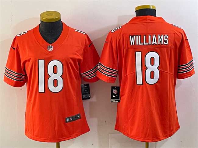 Women's Chicago Bears #18 Caleb Williams Orange 2024 Draft Vapor Stitched Jersey,We sell and wholesale Women's Chicago Bears #18 Caleb Williams Orange 2024 Draft Vapor Stitched Jersey on line form chian!